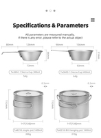 Ensemble de couverts de camping Ensemble de casseroles et poêles en titane ultraléger Tasse et poêle à frire en titane pour le camping en plein air Ensemble d'outils de cuisine