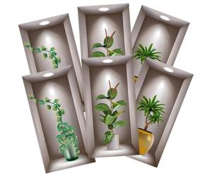 Simulare 3d <span class=keywords><strong>piante</strong></span> verdi in vaso fiori decorazioni per la casa <span class=keywords><strong>adesivi</strong></span> simulazione pianta verde piccoli Bonsai <span class=keywords><strong>adesivi</strong></span> arte della parete - Product Image 1