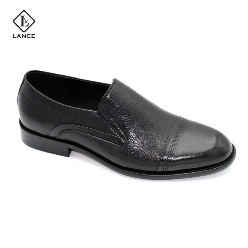 LANCI New styles formal classic shoes men office genuine leather black Mature factory