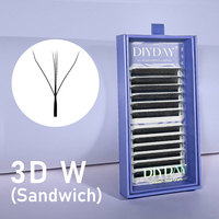 DIYDAY Premium 3D W Sandwich pour extensions de cils en bouquets naturels, écologiques et durables