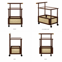 Table d'appoint mobile en bambou 50cm 70cm à deux niveaux avec roulettes pour salon et salon de beauté – Vente en gros directe