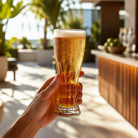 Verre à bière transparent gravé, épaissi, de qualité supérieure, grande capacité, pour usage domestique, design blé, haute valeur esthétique