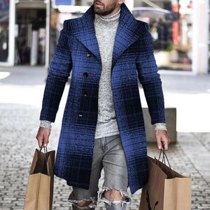 Nuovo Arrivo: Cappotto <span class=keywords><strong>Trench</strong></span> da Uomo Monopetto a Quadri, Lunghezza Media, Giacca Antivento per Uomo - Product Image 3