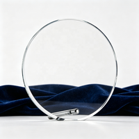 Trophée en verre rond en gros à prix abordable, plaque de récompense en cristal avec support métallique, prix compétitif