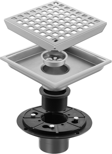 Siphon de sol carré en acier inoxydable nickel poli avec insert carrelé pour salle de bain moderne - Product Image 3