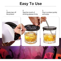 Couverture de boisson noire pour la Protection de l'alcool autocollants de couvercle de boisson jetables couverture de tasse adhésive pour la prévention des pointes de boissons
