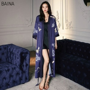 Pijama <span class=keywords><strong>de</strong></span> satén <span class=keywords><strong>de</strong></span> verano para mujer, camisón <span class=keywords><strong>de</strong></span> manga tres cuartos <span class=keywords><strong>de</strong></span> talla grande - Product Image 4
