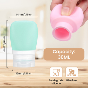 Mini bouteilles de voyage en silicone, étanches, rechargeables, tubes compressibles, sans BPA, qualité alimentaire, logo personnalisé, OEM - Product Image 2