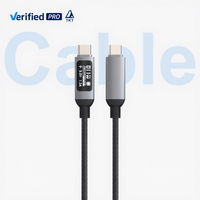 Câble USB TKT haute puissance 240W PD avec écran LED en temps réel, câble de données Type C tressé robuste, cordon de charge rapide pour iPhone et Android