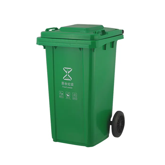 Boa qualidade 100 litros reciclar plástico rodas recipiente lixeira de lixo