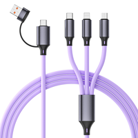 Cable de Carga Rápida 3 en 1 de Silicona y Aleación de Zinc con Ángulo Recto para Micro USB y Tipo-C, Compatible con PC