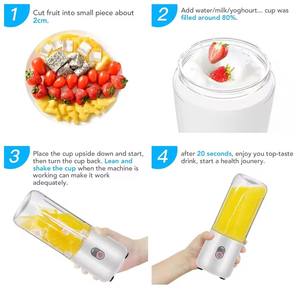 Licuadora Portátil Recargable de 400 ml, Mini Licuadora USB con 6 Cuchillas, para Smoothies y Frutas, Inalámbrica, para el Hogar - Product Image 2
