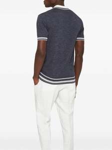 Polos casuales de alta calidad personalizados con logotipos personalizados, polos de manga corta para hombres, camisetas con cuello en V, prendas de punto para hombres - Product Image 2