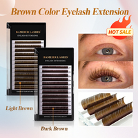 Extensions de cils en faux vison couleur chocolat, noir, brun foncé, brun moyen, brun clair, 0.03, vente en gros