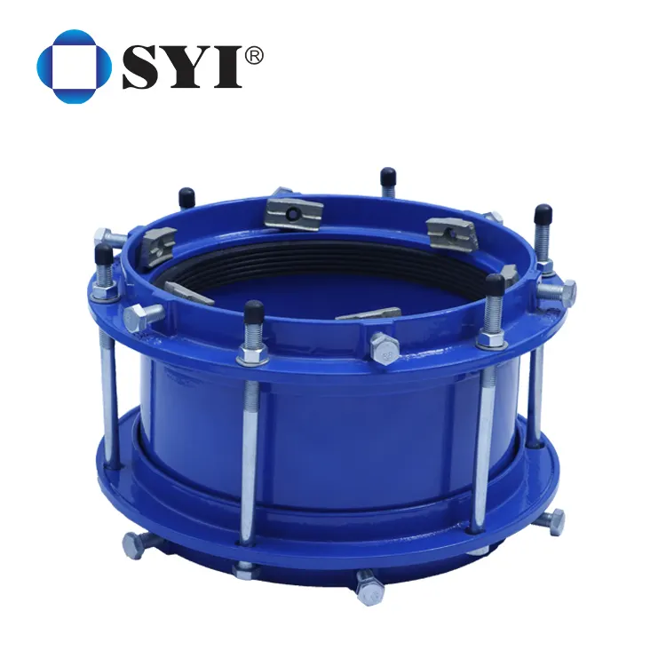 Large Diameter Brass Ring Ductile iron End Restrained Type Adaptor Coupling for PE Pipes