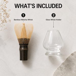 Luxury Transparent Glass Chasen Stand Clear Glass Matcha Whisk Holder Natural Bamboo Whisk Stand - Product Image 2
