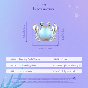 925 argento Sterling scintillante colorato ciondolo granchio perline di alta gioielleria abbagliante granchio ciondoli per bracciale collana - Product Image 2