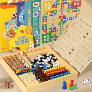 Mini <span class=keywords><strong>Gioco</strong></span> Educativo di Puzzle in Legno, <span class=keywords><strong>Gioco</strong></span> di <span class=keywords><strong>Dama</strong></span> in Bambù, Blocchi da Costruzione Multifunzionali per Bambini - Product Image 1