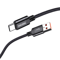 Kabel Tipe-C KAKUSIGA 3M Braided, Konektor Aluminium Alloy & Pengisian Cepat 5A untuk Ponsel, Tablet & Power Bank