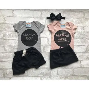 New Hot Selling Children's Clothing Female European And American Short Sleeve Letter Brother Sister Outfit
