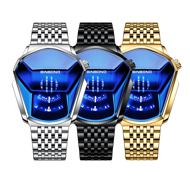 Luxury Car Style Men's Wrist Watch Stainless Steel Technology Fashion Quartz Watch for Men 2022 Relogio Masculino