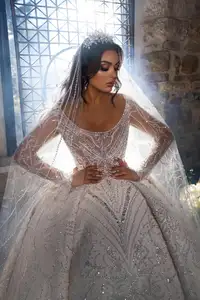 2024 लक्जरी शादी के कपड़े क्रिस्टल शादी के कपड़े ब्राइडल गाउन लेस ब्राइडल गाउन असली मनके वियोज्य शादी के कपड़े