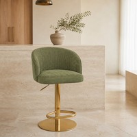 Tabouret de bar moderne pour îlot de cuisine, coussin en velours vert, hauteur réglable, base en métal doré, dossier incurvé, salle à manger, salon