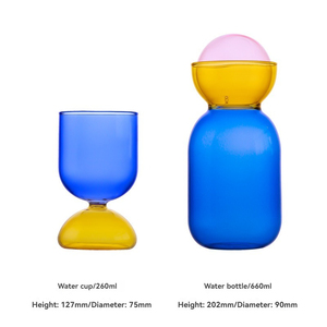 Botella de agua fría de vidrio resistente a altas temperaturas, de colores creativos, botella de agua refrescante para el hogar, juego de vasos para agua. - Product Image 5