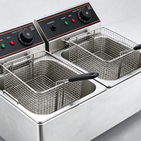 Friteuse électrique double cylindre de qualité commerciale 6L+6L, en acier inoxydable, puissance double 2,5KW pour la restauration rapide