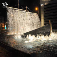 Fontaine à eau en cascade LED multicolore en acier inoxydable 304 de grande taille, directement de l'usine, moderne, pour hôtel, jardin extérieur, piscine