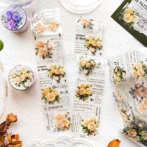 Cinta de tinta blanca PET de 2m de longitud/rollo serie de poesía lírica rosa con tema Rosa pegatinas circulares DIY 6 opciones - Product Image 5