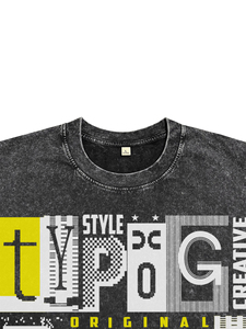 T-shirts pour hommes de haute qualité, surdimensionnés, noirs, effet délavé, teints à la main, impression typographique DTG, streetwear, coton respirant - Product Image 3