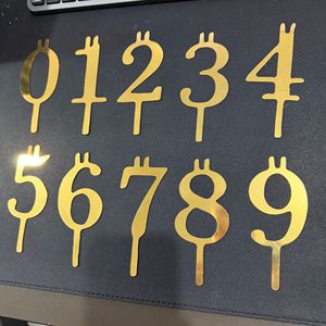 シルバーミラーナンバーケーキトッパー 0～9 両面アクリルカップケーキトッパー 誕生日記念日パーティーデザートデコレーション用 - Product Image 3