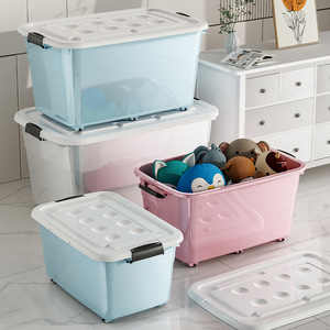 Caja de Almacenamiento de Plástico de Color Nórdico, Rectangular, con Tapa y Ruedas, para Organizar Ropa y Juguetes en el Hogar y el Dormitorio, 5844 5849 - Product Image 5