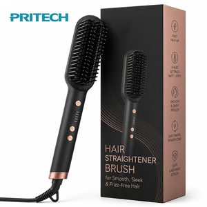 Peigne chauffant <span class=keywords><strong>pour</strong></span> <span class=keywords><strong>cheveux</strong></span> en céramique PTC à tension universelle, chauffage rapide, température réglable, <span class=keywords><strong>brosse</strong></span> lissante ionique <span class=keywords><strong>pour</strong></span> la maison - Product Image 1