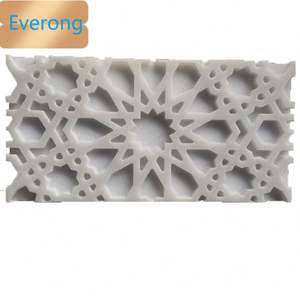 Marbre sculpté bon marché rempli d'or 24K vente chaude incrustation murale Thassos marguerite en marbre blanc matériau jet d'eau véritable métal doré - Product Image 6