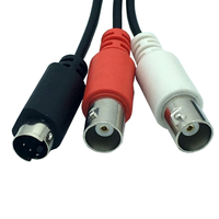 Cable adaptador divisor Y de 4 pines Mini DIN personalizado de fábrica Mini DIN S-Video macho a 2BNC hembra Cable de alimentación