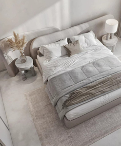 Set Camera da <span class=keywords><strong>Letto</strong></span> Moderno <span class=keywords><strong>per</strong></span> Villa, <span class=keywords><strong>Letto</strong></span> Imbottito in Tessuto con Struttura in Legno, Resistente, Misure King e Queen, Morbido come un Nuvolo - Product Image 6