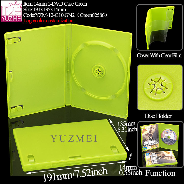 Boîtier 1-DVD 14 mm G10A - Vert