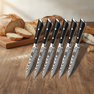 Ensemble de 6 couteaux à steak <span class=keywords><strong>SHAN</strong></span> <span class=keywords><strong>ZU</strong></span> Classic en acier inoxydable à haute teneur en carbone de 5 pouces, dentelés et écologiques - Product Image 6