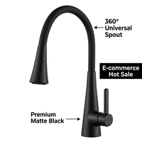Robinet de cuisine moderne classique en acier inoxydable 304 avec pulvérisateur, fonction eau chaude et froide