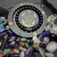 Bracelet en pierre naturelle de haute qualité, obsidienne givrée, pierre volcanique noire, bracelet pour homme en stock
