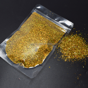 Sacs transparents de 2 oz en polyester à haute teneur en paillettes écrasées holographiques irrégulières pour l'artisanat des ongles en résine - Product Image 4