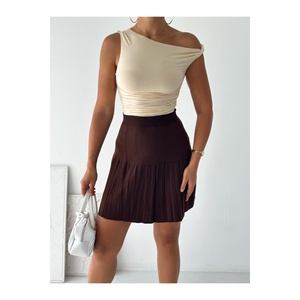 Jupe plissée en tricot à taille élastique pour femme, taille standard, longueur 50 cm - Product Image 2