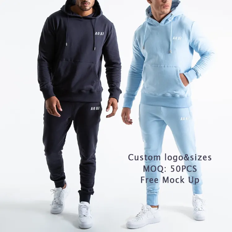 Custom Logo Slim Fit Training Wear Track Suit Mens Fleece Sport Trackpants Sweatsuit Set Custom Sport Mens Tracksuit