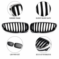 Calandre de Rechange Avant E89 2009-2016 pour BMW Z4, Cadre Chromé, Lames Noires Mattes, Paire Gauche Droite, MOQ 2 Pièces