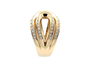 แหวนทองคำแท้ 18K รุ่น FirstMadam Au750 ประดับเพชรแล็บ ดีไซน์ซ้อน สำหรับผู้หญิง แหวนหมั้น - Product Image 2