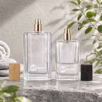 Flacon de parfum vide en verre transparent avec pompe pulvérisatrice, cylindre à sertir, 30ml, 50ml, 100ml, logo de luxe estampé or, personnalisable, marque Tuosai