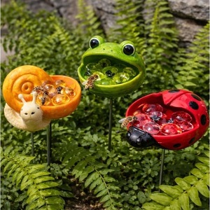 Animal Watering Stations For <b>Bees</b> And Garden Creatures Eco Friendly Garden Decor Set With Frog Snail Ladybug Designs - Product Image 1
