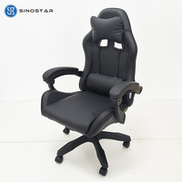 Chaise de jeu pour ordinateur PC ergonomique en cuir PU confortable avec pivot à 360 degrés, hauteur réglable, base en nylon